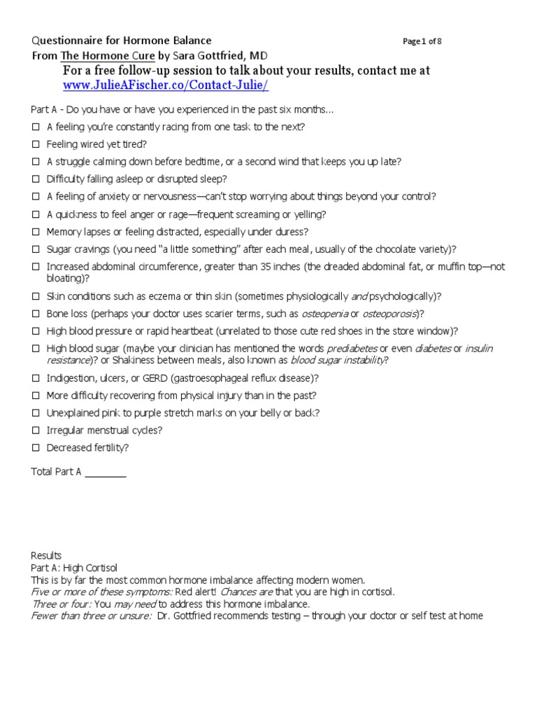 Hormone Balance Questionnaire Results | PDF | Menstrual Cycle | Thyroid ...