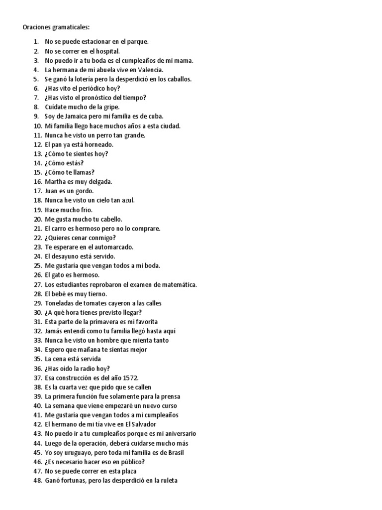 Oraciones Gramaticales | PDF
