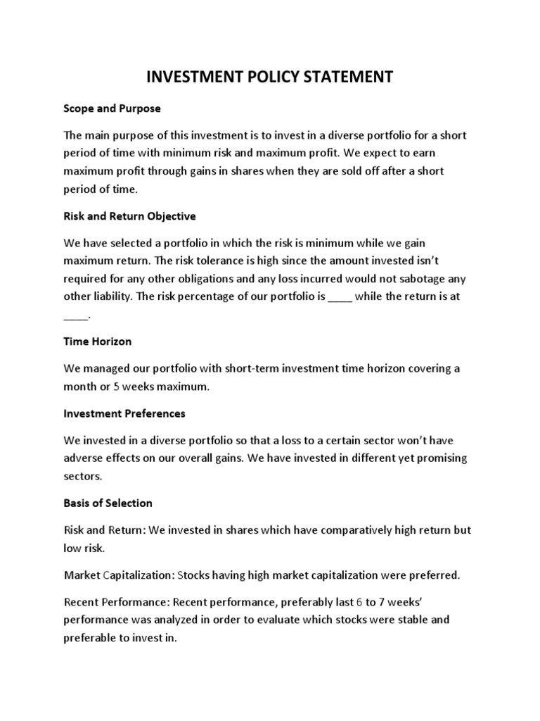Investment Policy Statement PDF