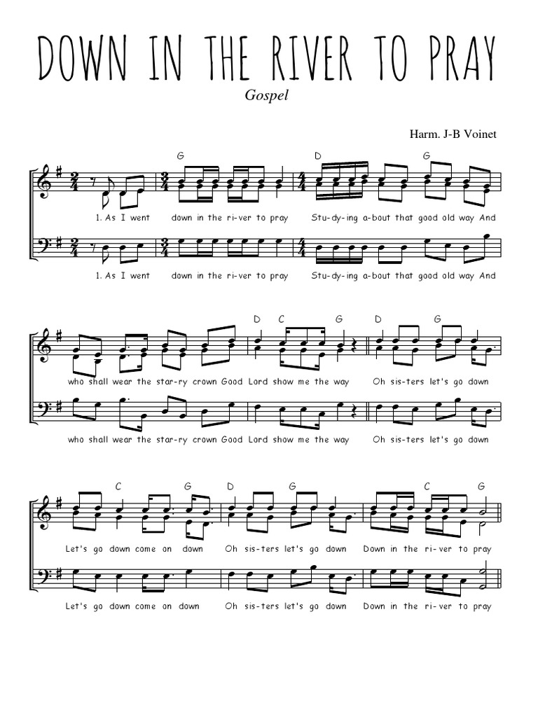 Traditionnel Down in the River to Pray 3 Voix