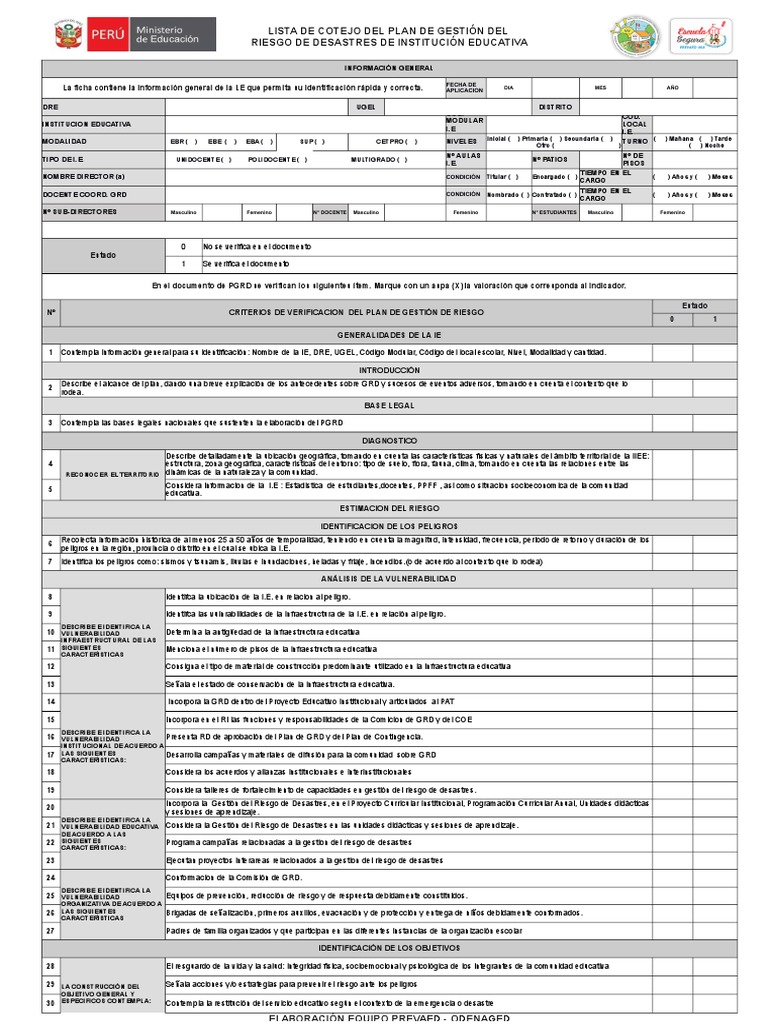 Listas de Cotejo PGRD y PC | PDF | Evaluación | Riesgo