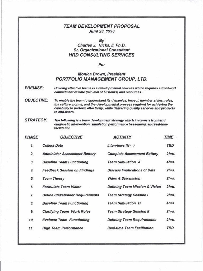 Team Development Proposal Overview | PDF | Career & Growth