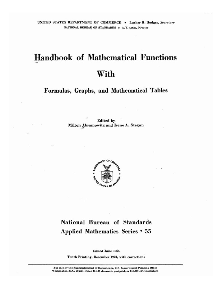 Handbook of Mathematical Functions - Abramowitz and Stegun | PDF