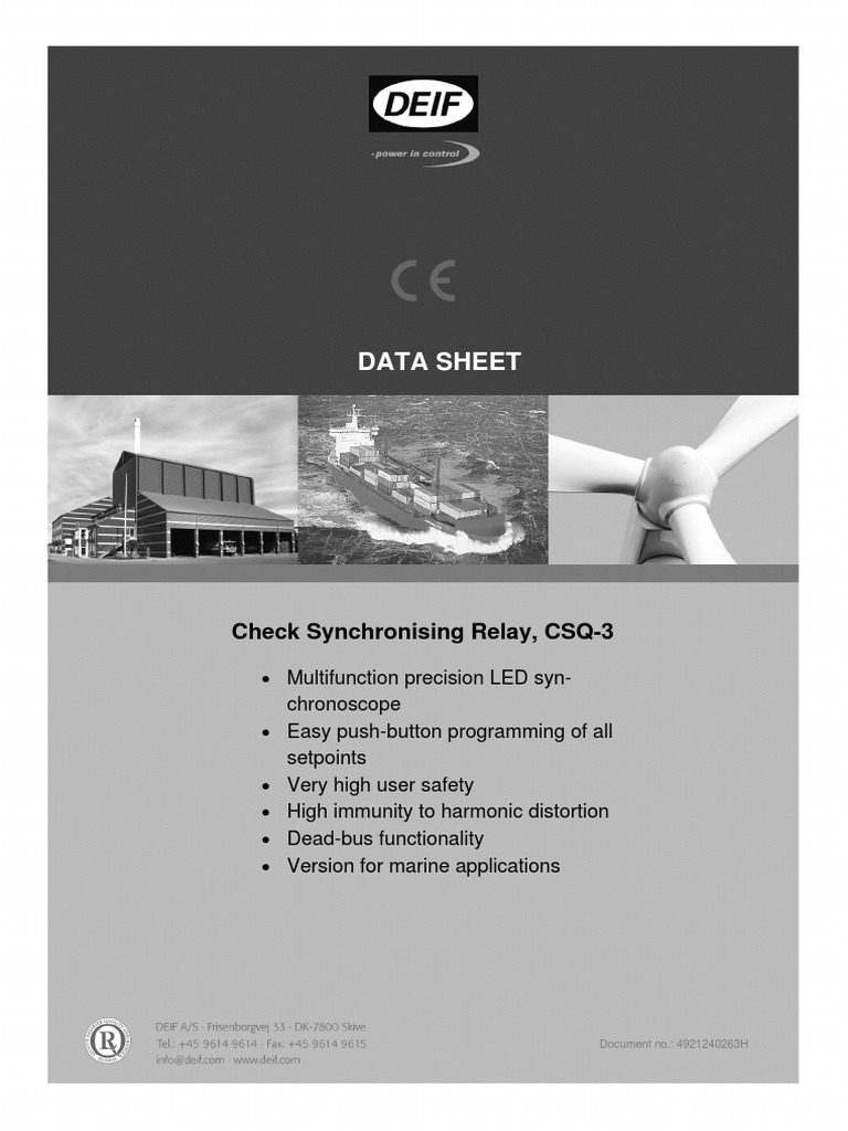 CSQ-3 Check Synchronising Relay Data Sheet | PDF | Relay | Alternating ...
