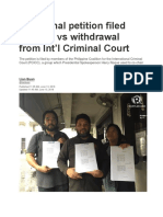 Additional Petition Filed With SC Vs Withdrawal From Int. Court of Justice