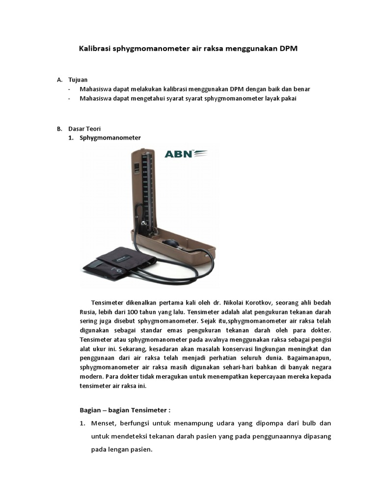 Kalibrasi Sphygmomanometer Air Raksa Menggunakan DPM | PDF