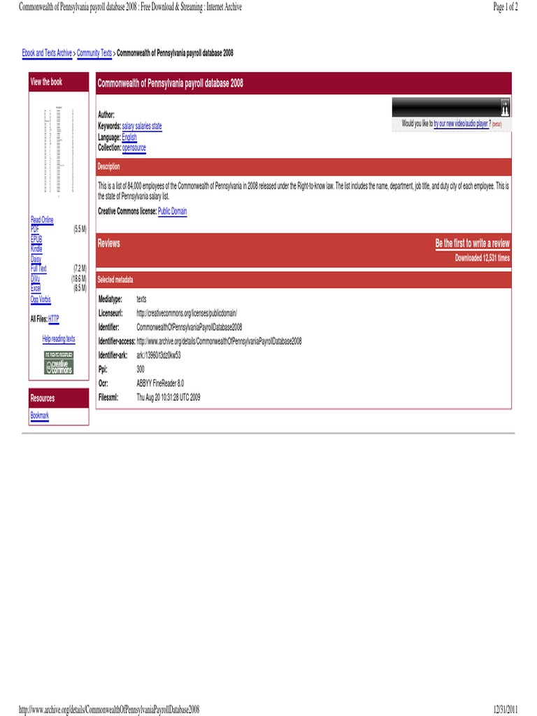 CWOPA Slry EmployeePublicInformation20081231 | PDF