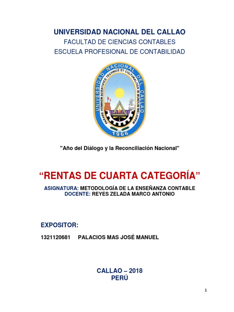 Impuesto a la Renta de Cuarta Categoría | PDF | Impuesto sobre la renta ...