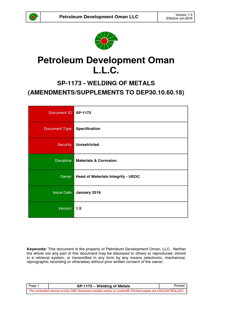 SP-1173 - Welding of Metals | PDF | Welding | Construction