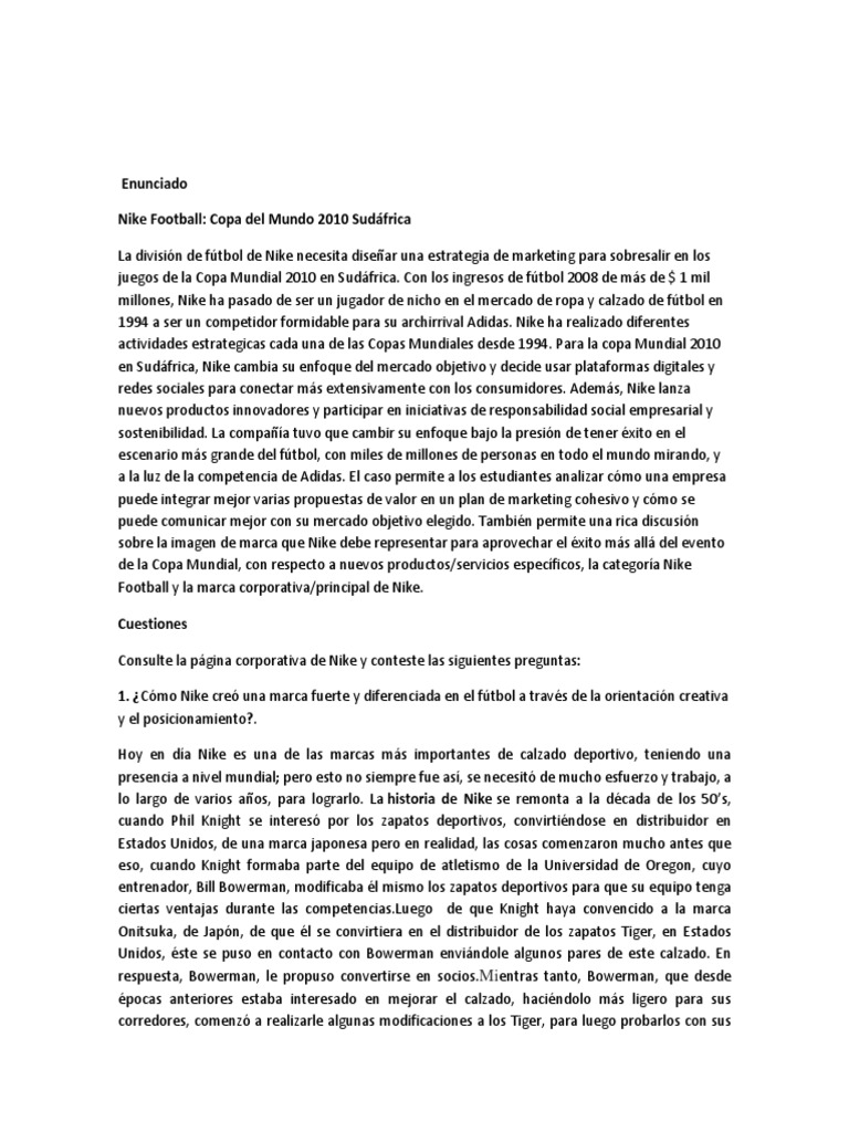 Caso Nike Pdf Nike Marca