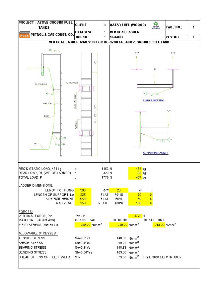 Ladder Calculation 9April2018 Bending Stress (Mechanics)