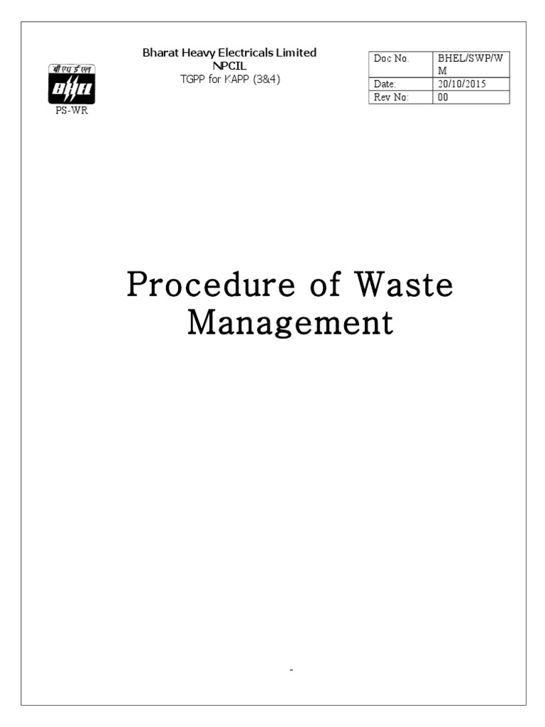 Waste Management Procedure Waste Management Landfill