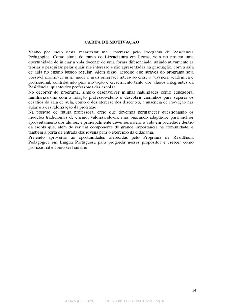 Carta de Motivação