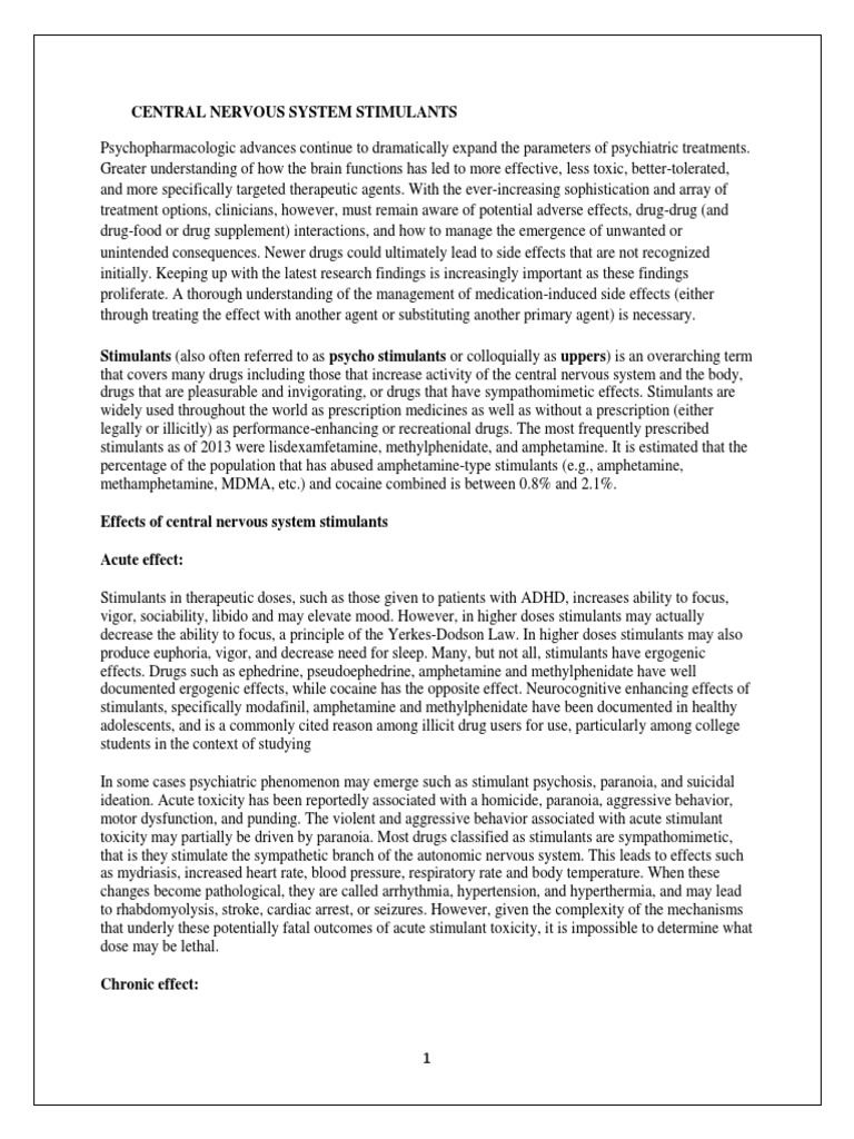Central Nervous System Stimulants | PDF | Stimulant | Caffeine