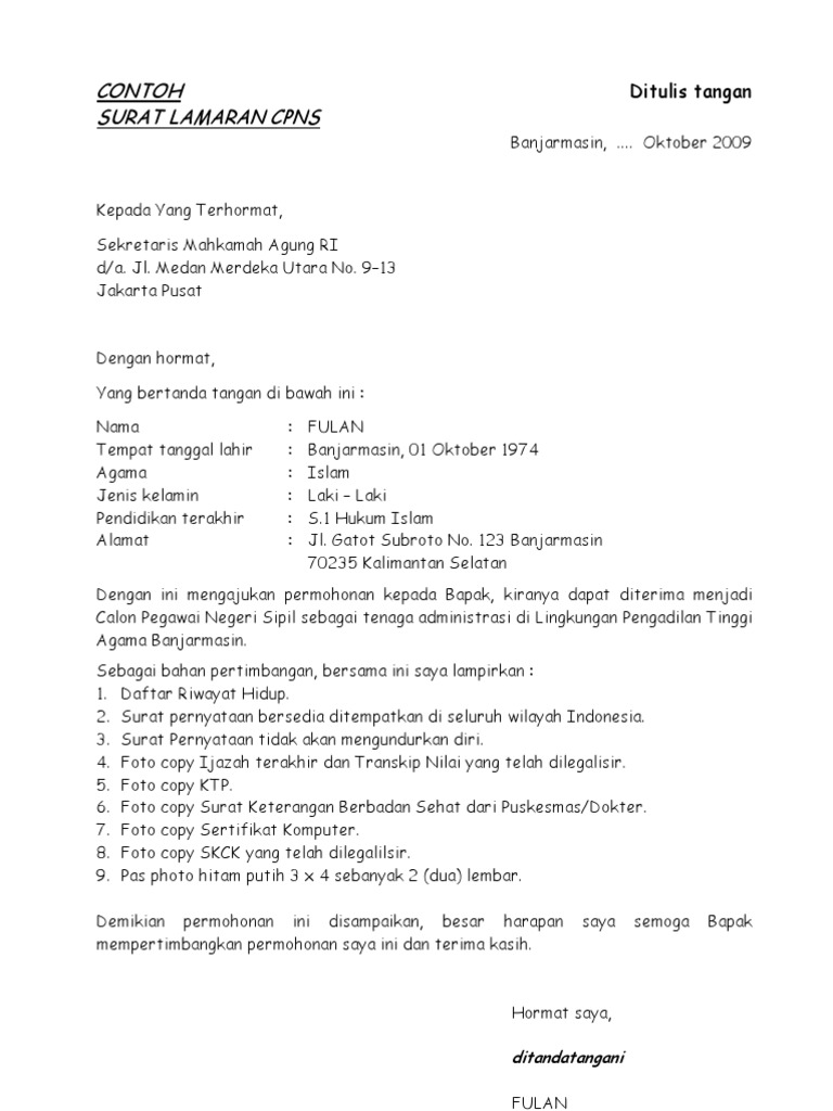 Contoh Surat Magang Di Kantor Advokat