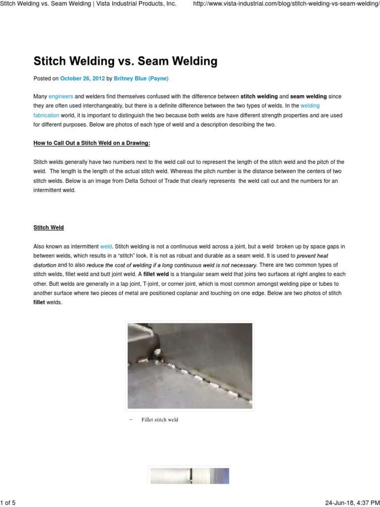 Stitch vs. Seam Welding Explained | PDF | Seam (Sewing) | Welding