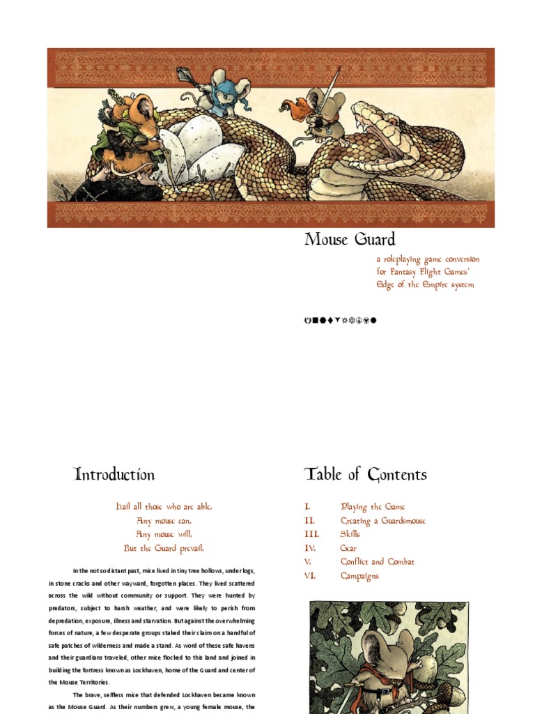 Mouse Guard RPG Conversion Guide | PDF | Mouse | Alternative Medicine
