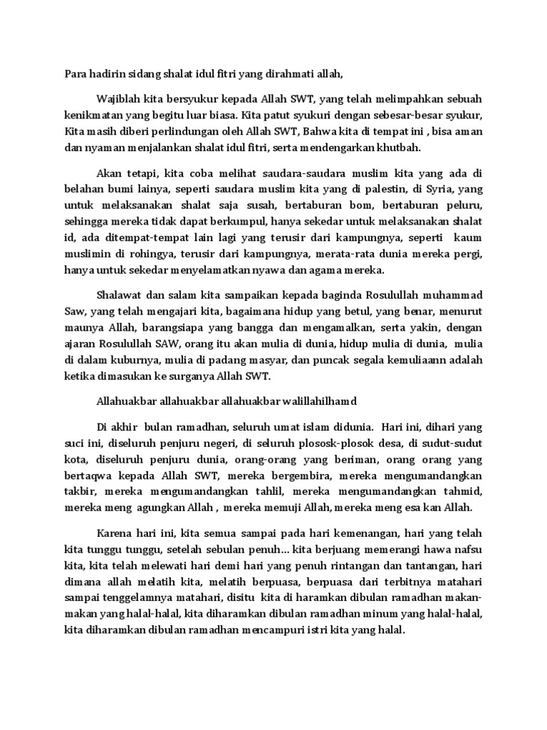 Teks Pidato Idul Fitri