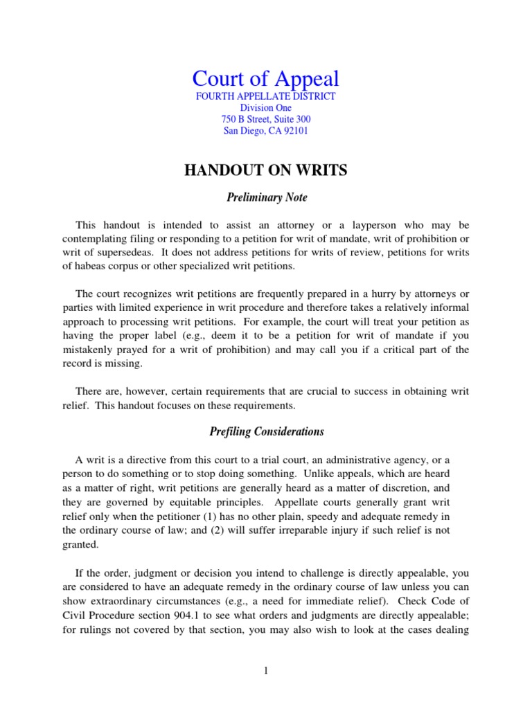 Writ Petition Filing Guidelines | PDF | Writ | Judgment (Law)