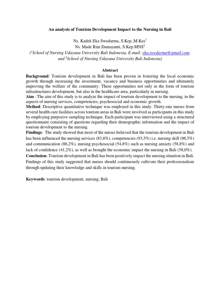 School of Nursing Udayana University Bali Indonesia, EMail, and