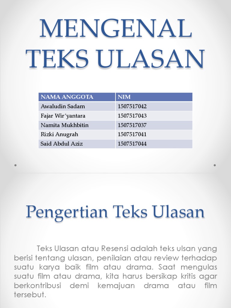Informasi Dalam Teks Ulasan Berdasarkan Pandangan Atau Opini Terkait Teks