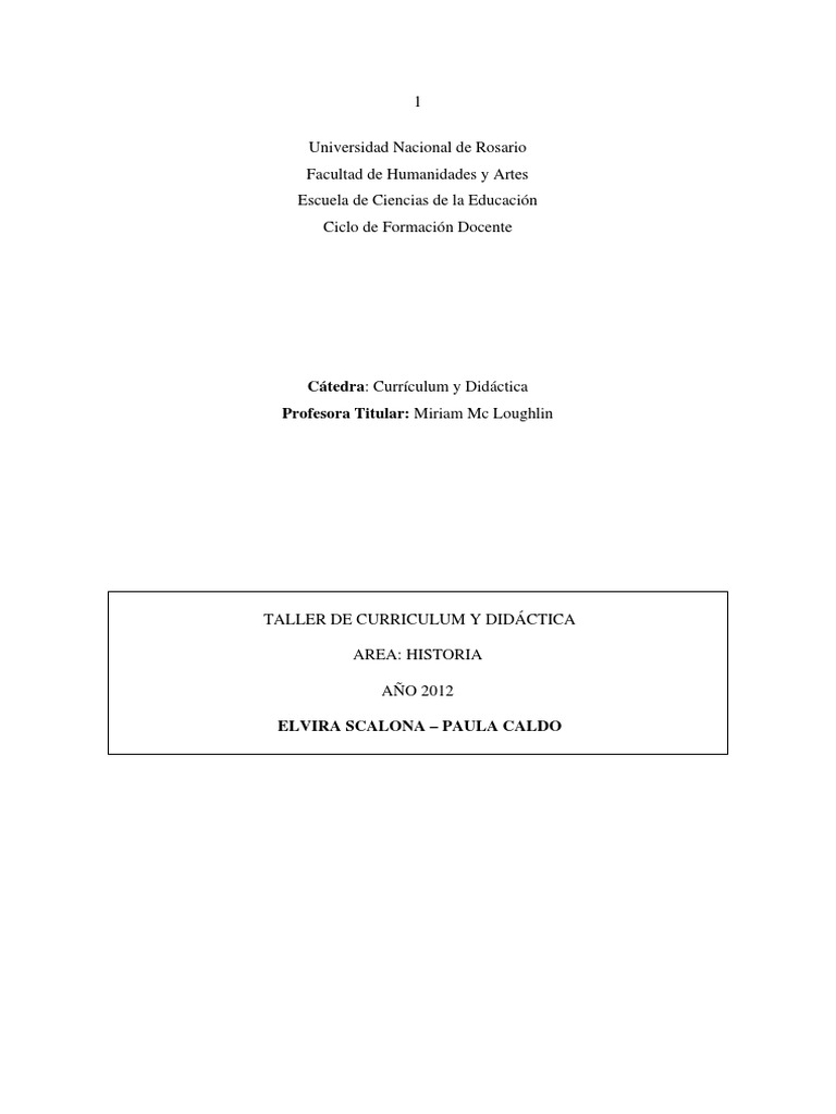 Currículum y Didáctica PROGRAMA 2012 | PDF | Plan de estudios | Maestros