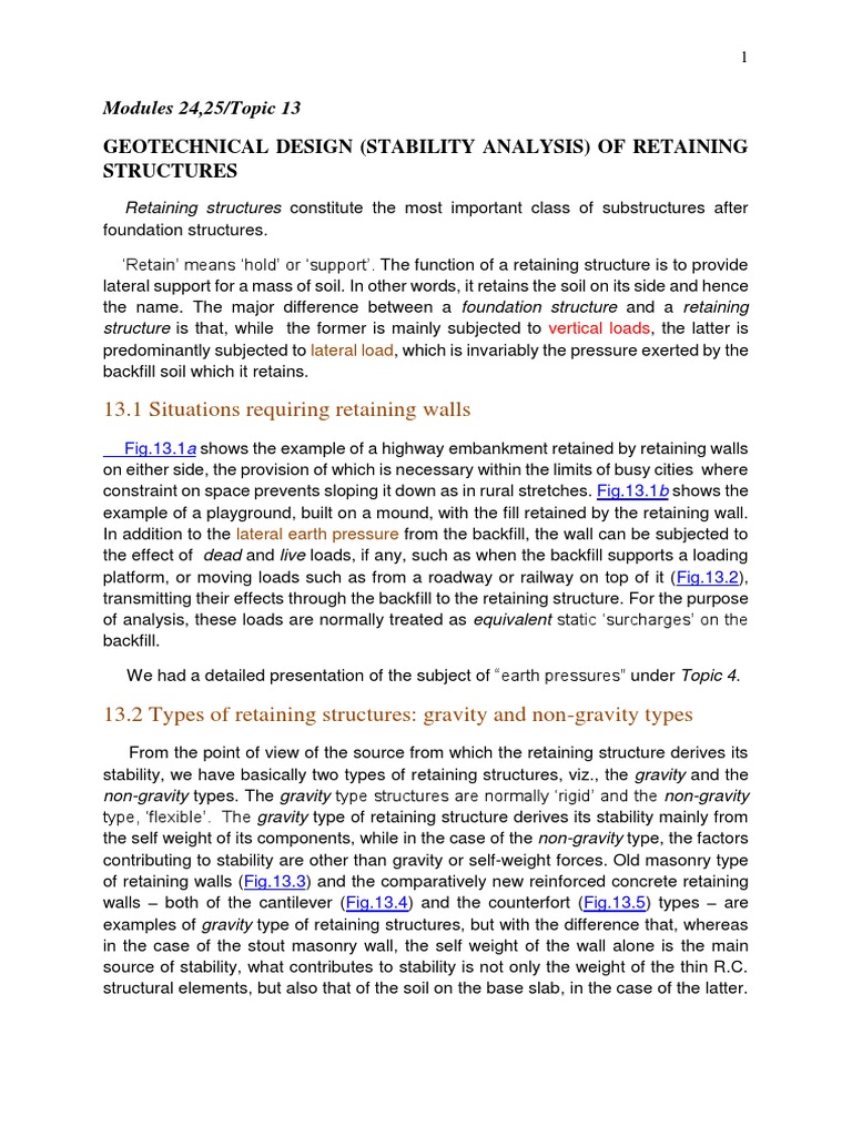 Retaining Wall Stability Analysis Guide | PDF | Geotechnical ...