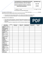 Formato de Recepción Y/O Asignación de Equipo de Protección Personal, Ropa de Trabajo Handover of Working Clothes & Personal Protection Equipment