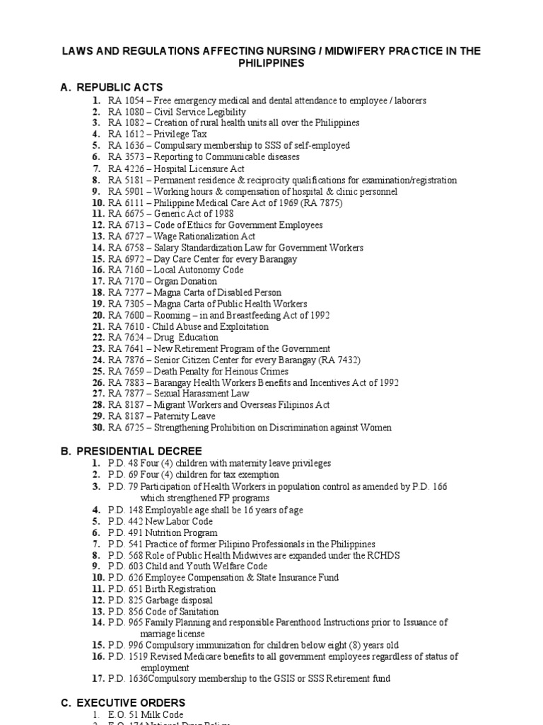 Laws and Regulations Affecting Nursing | PDF | Midwife | Licensure