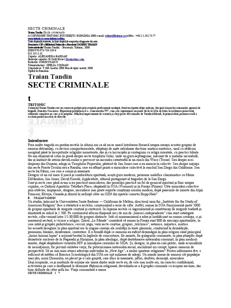 Traian Tandin Secte Criminale PDF PDF
