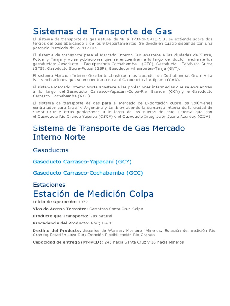 Sistemas de Transporte de Gas | PDF | Gas natural licuado | Transporte