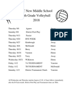 2018 7th Grade Volleyball Schedule