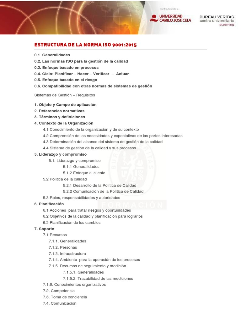 Estructura de la Norma ISO 9001:2015 | PDF | Calidad (comercial ...