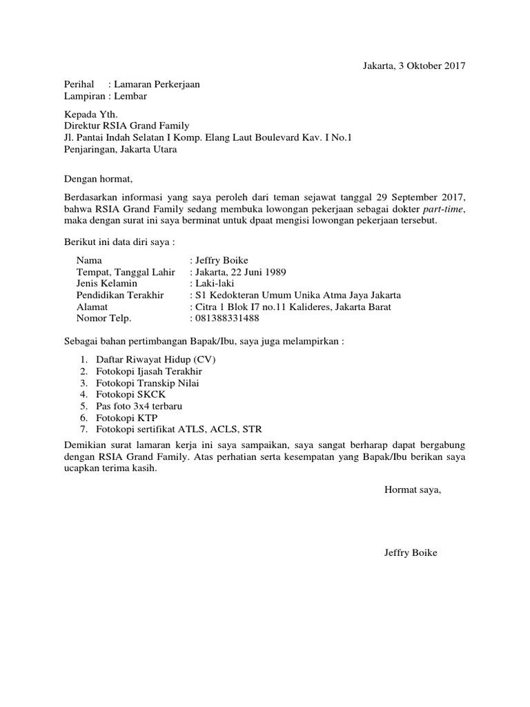 Download 64+ Contoh Surat Surat Lamaran Kerja Word Fresh Graduate Gratis
