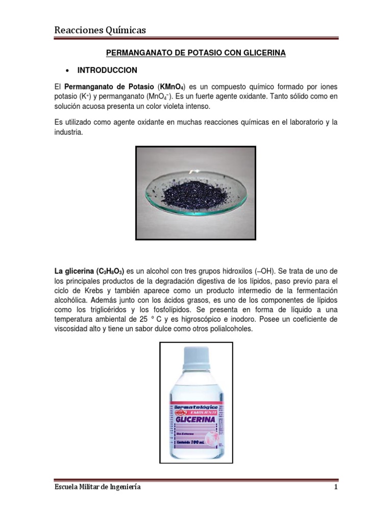 Permanganato de Potasio Con Glicerina | PDF