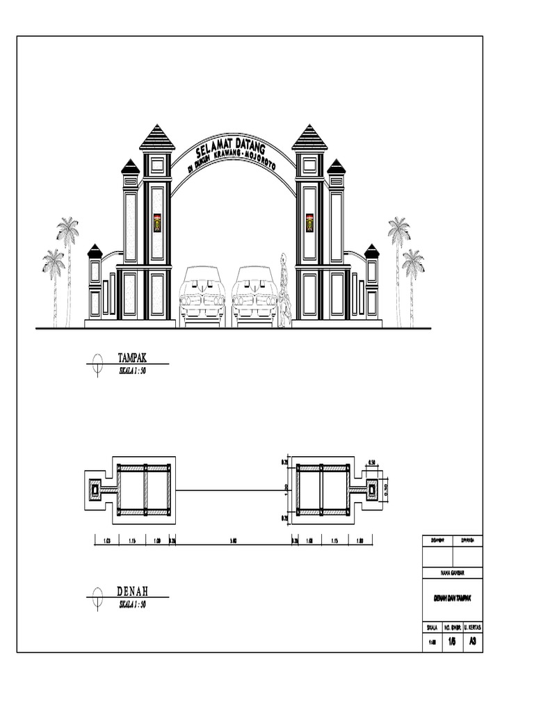 Bismillah Drawing Gapura Dukuh Krawang-Mojoroto | PDF