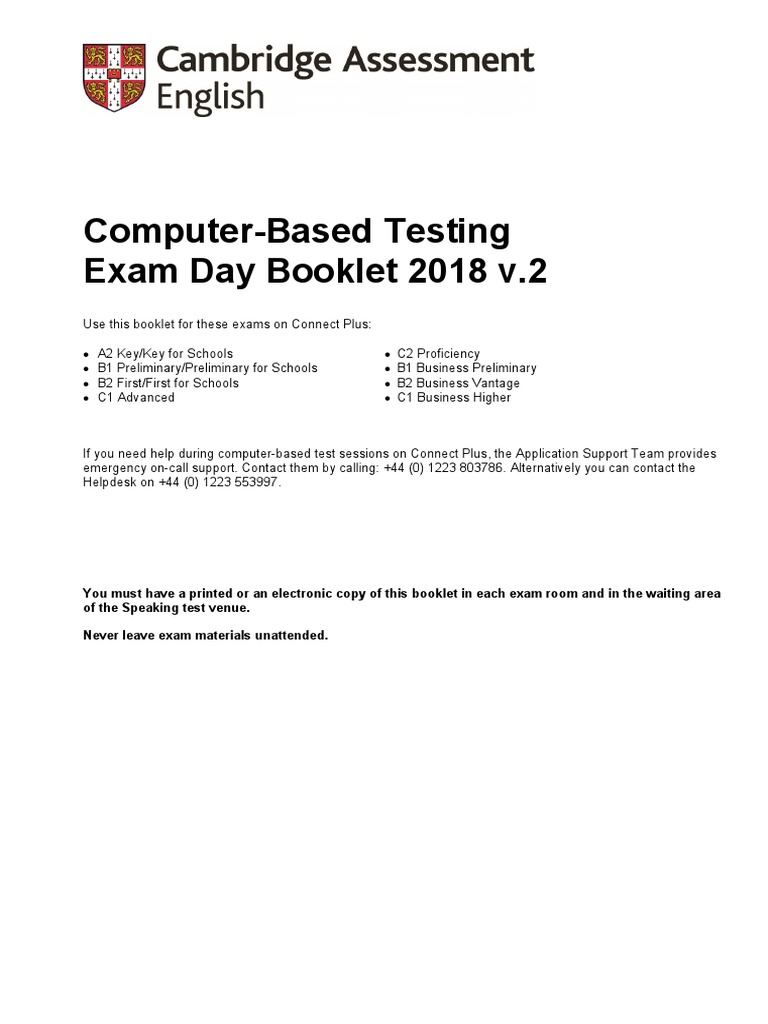 ComputerBased Testing Exam Day Booklet 2018 v.2 PDF Identity
