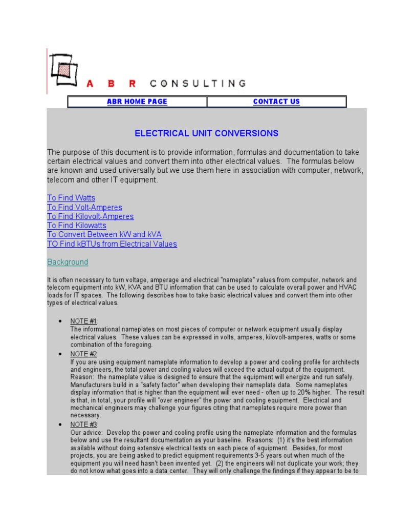 Electric Calculation | PDF | Watt | Electricity
