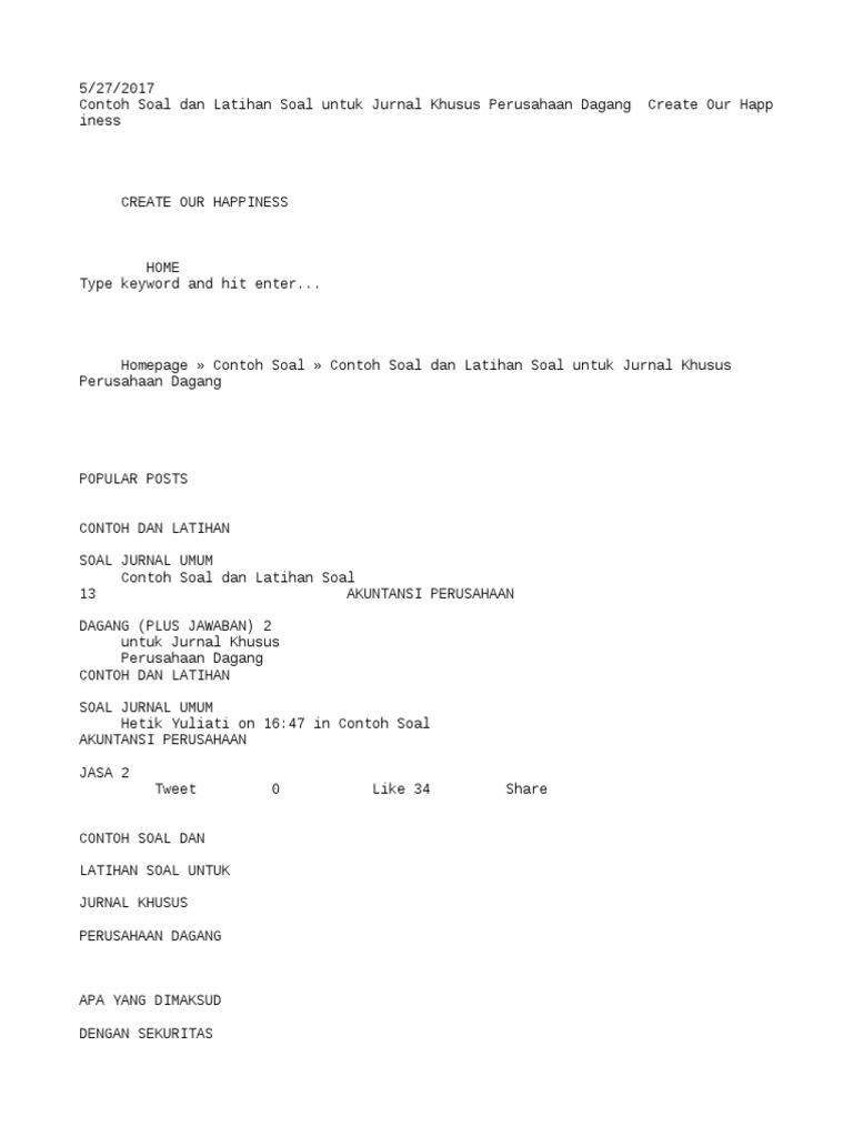 Contoh Soal Dan Jawaban Jurnal Khusus Contoh Soal Terbaru