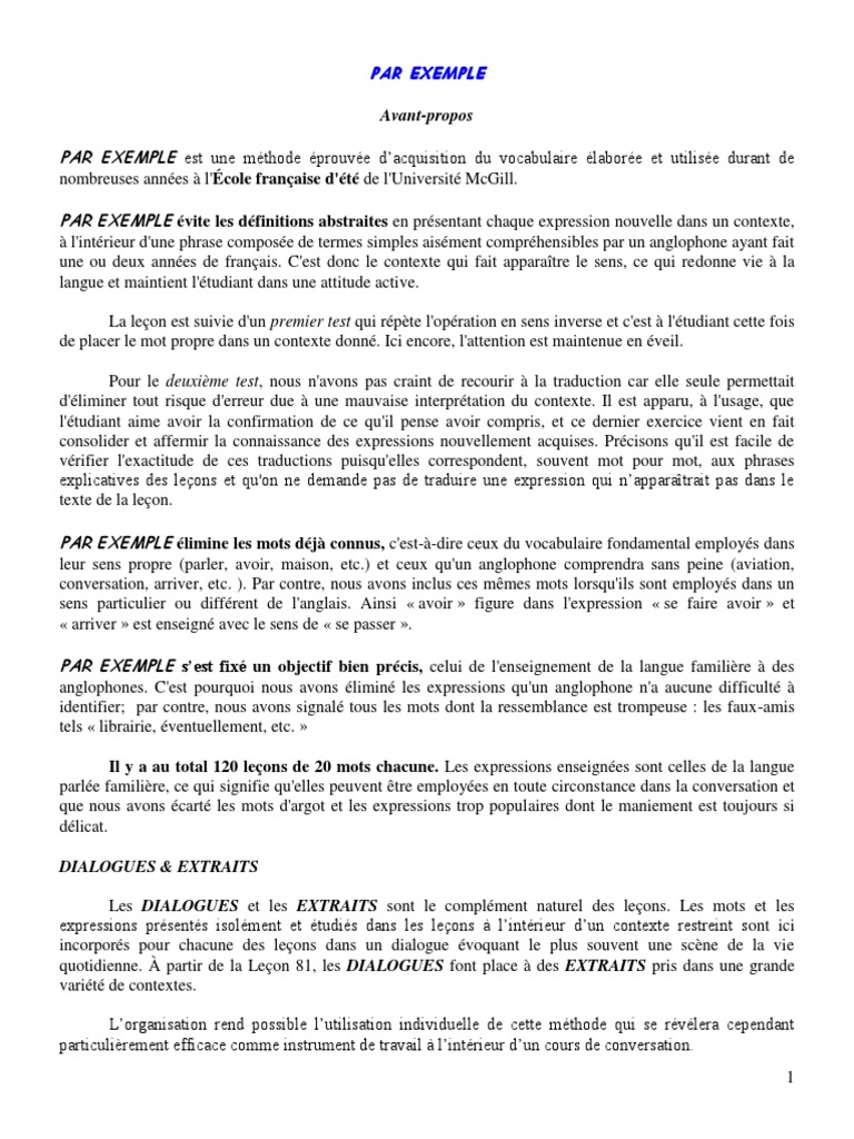 Par Exemple | PDF | Langue anglaise | Lexique