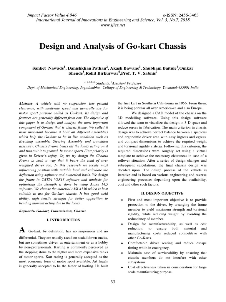 Go-Kart Chassis Design and Analysis | PDF | Strength Of Materials ...