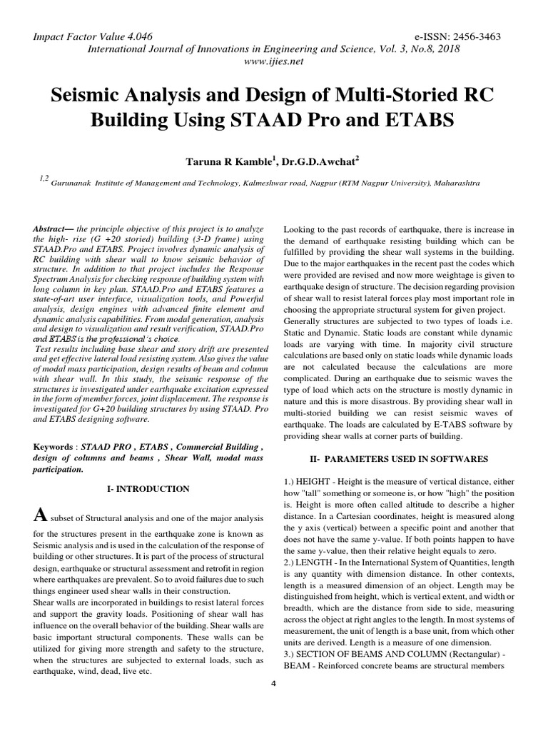 Seismic Analysis of RC Buildings Using STAAD Pro | PDF | Structural ...