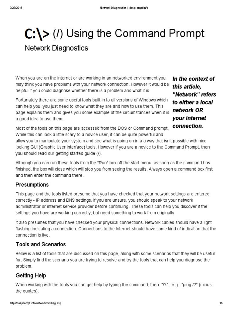 Network Diagnostics Dosprompt PDF Domain Name System Command