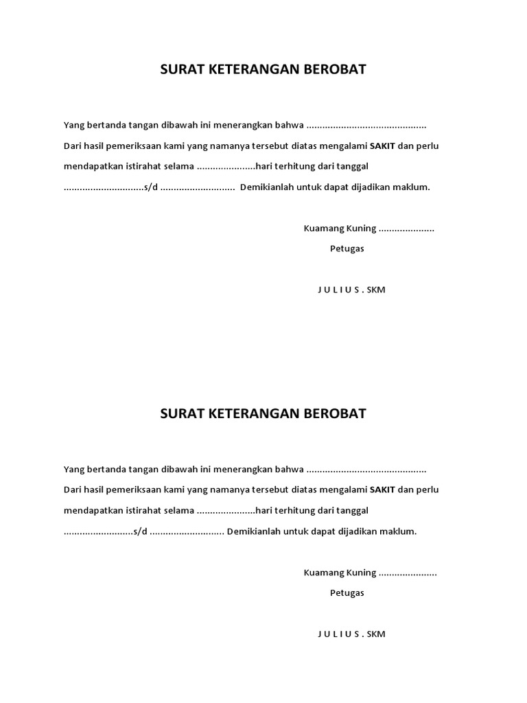 Surat Keterangan Berobat
