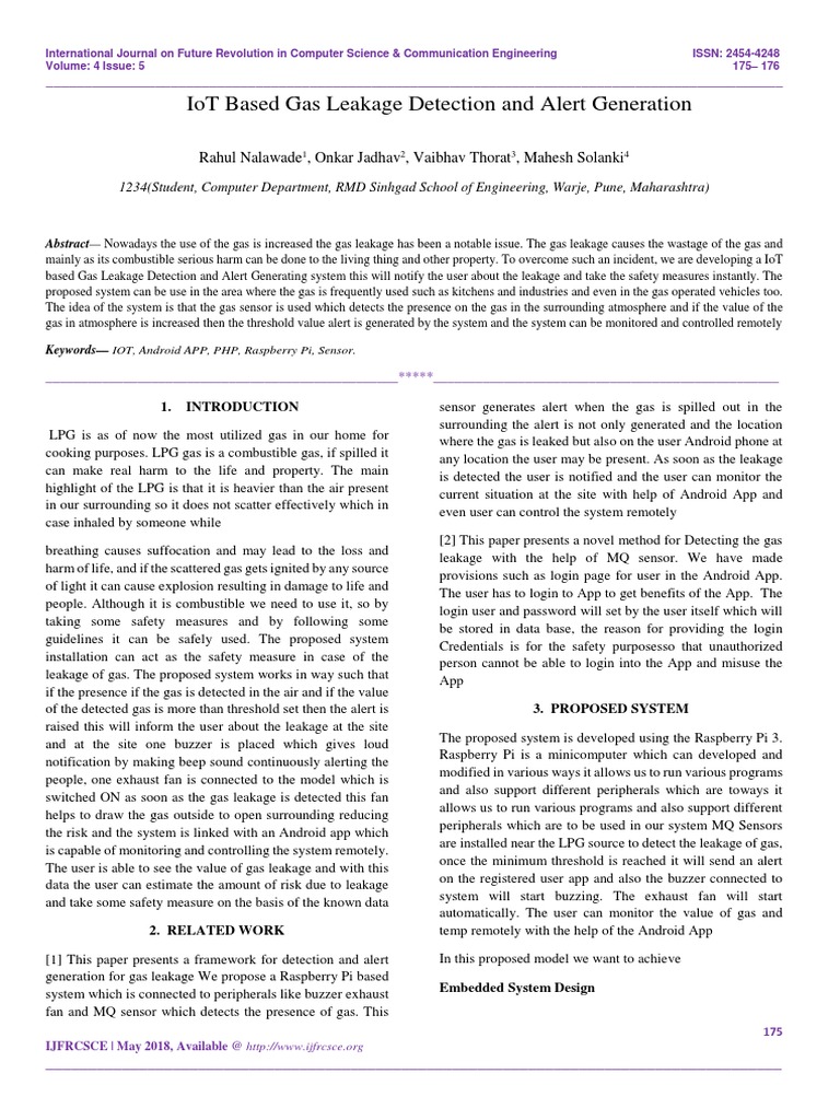 IoT Gas Leak Alert System | PDF | Internet Of Things | Mobile App