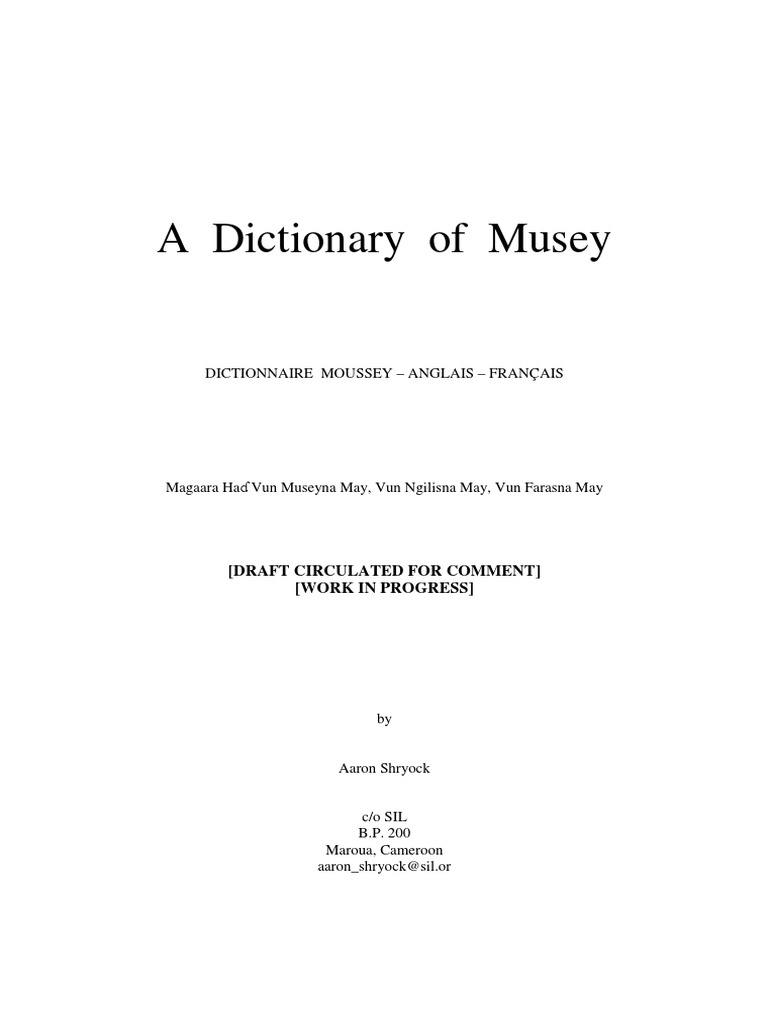 Africa Chadicmusey English French Dictionary Grammatical