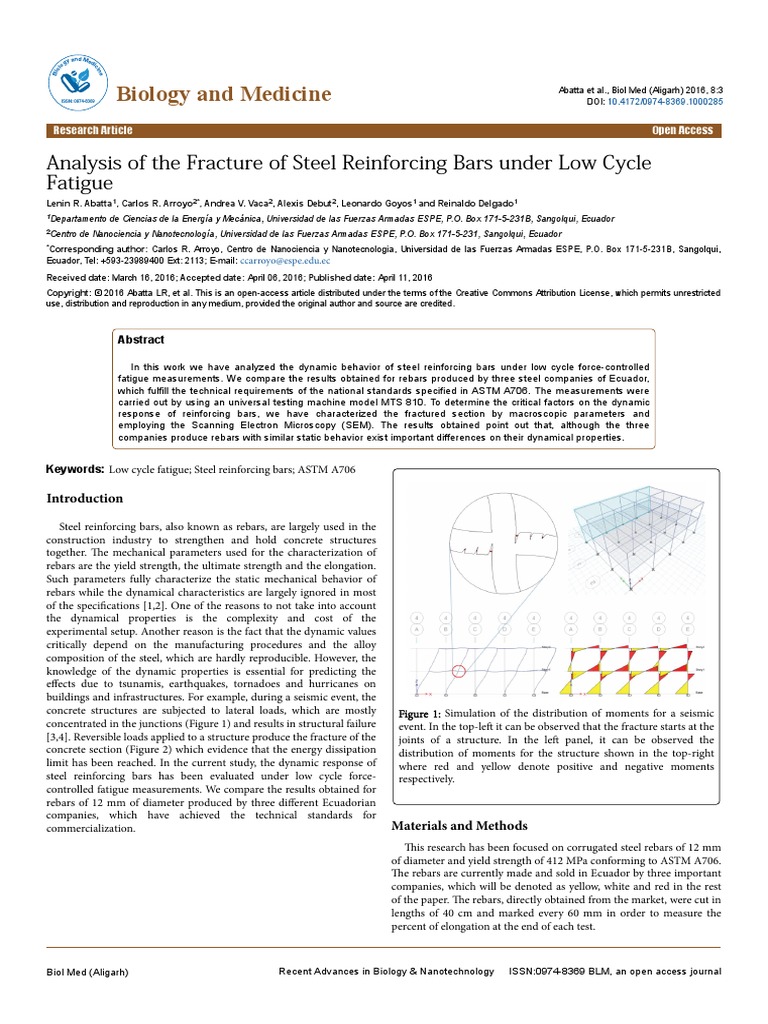 Analysis of The Fracture of Steel Reinforcing Bars Under Low Cycle ...