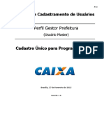 Manual de Cadastramento CADUNICO 7 Perfil Gestor Prefeitura - Master - Versão 1.8