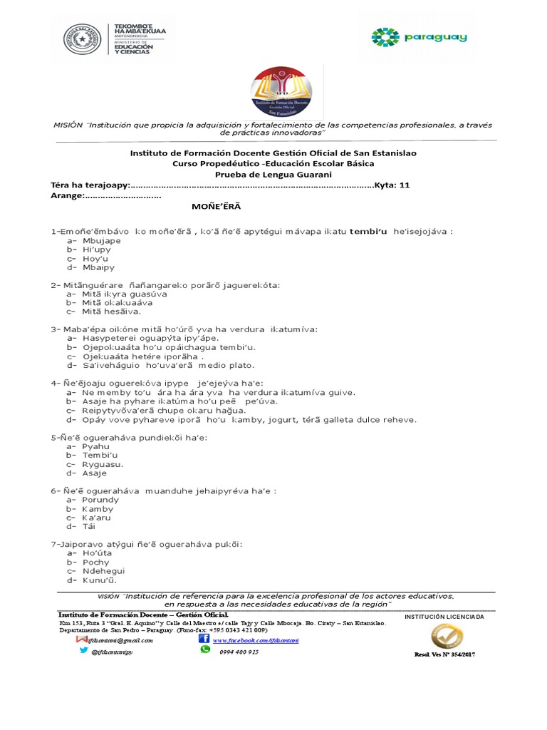 Ejercitario Guarani 2 Modificacion De Comportamiento