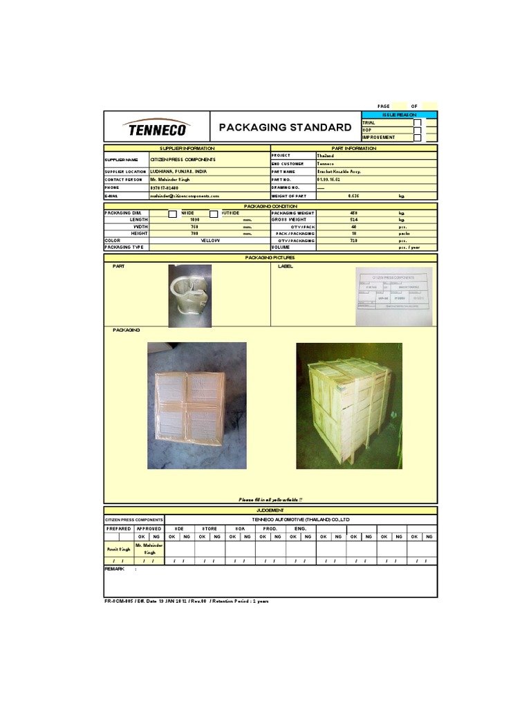 Fr-scm-085 Packaging Standard | PDF | Pallet | Packaging And Labeling